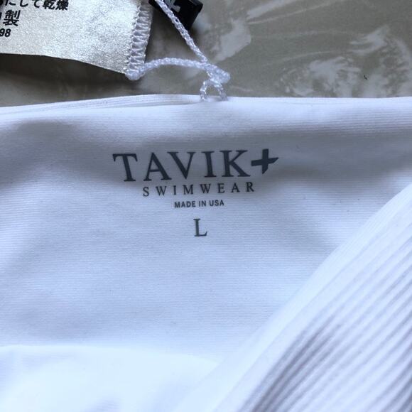 Tavik Revolve White Asher Ribbed Side Knot Moderate Coverage Swim Bikini Bottom - Picture 6 of 10